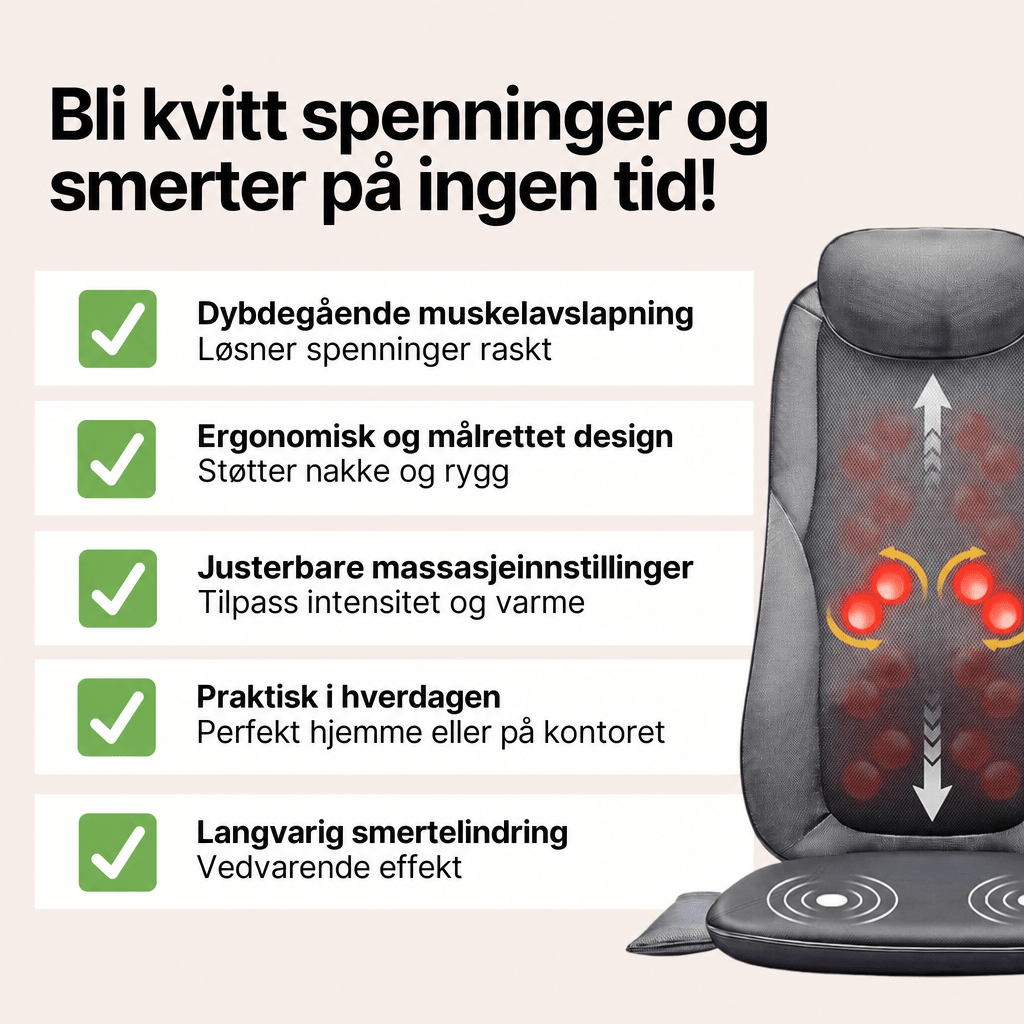 ShiatsuComfort+ – Elektrisk massasjestol med Shiatsu-funksjon - AVABeauty.no